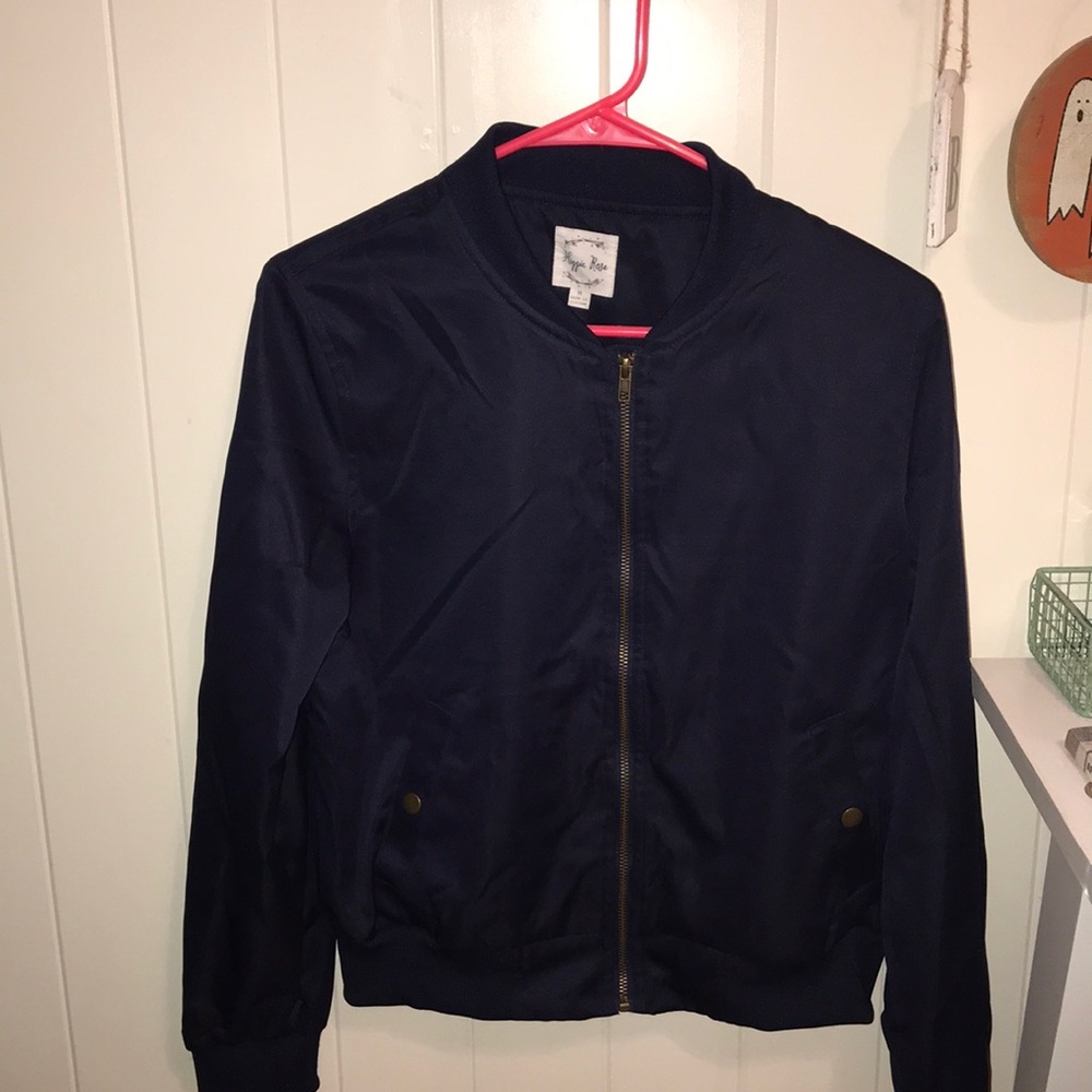 lightweight women’s navy blue bomber jacket